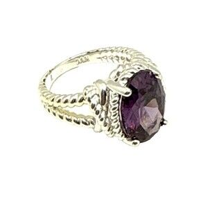 Nataliya V Collister NVC Purple Crystal Cocktail Ring Rhodium Plated Size 7